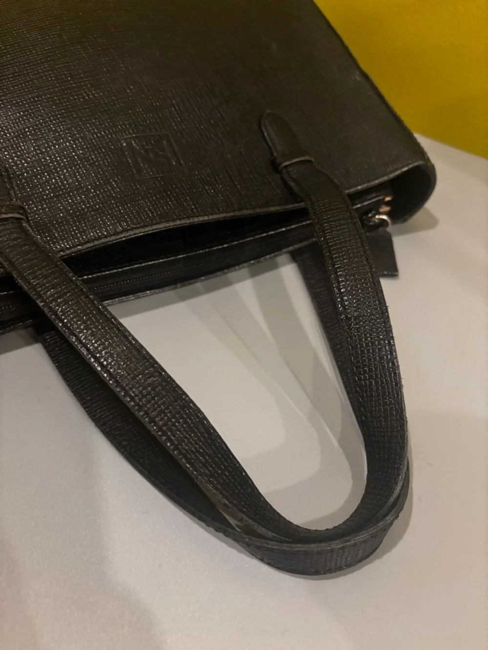 Black vegan Leather Tote Handbag